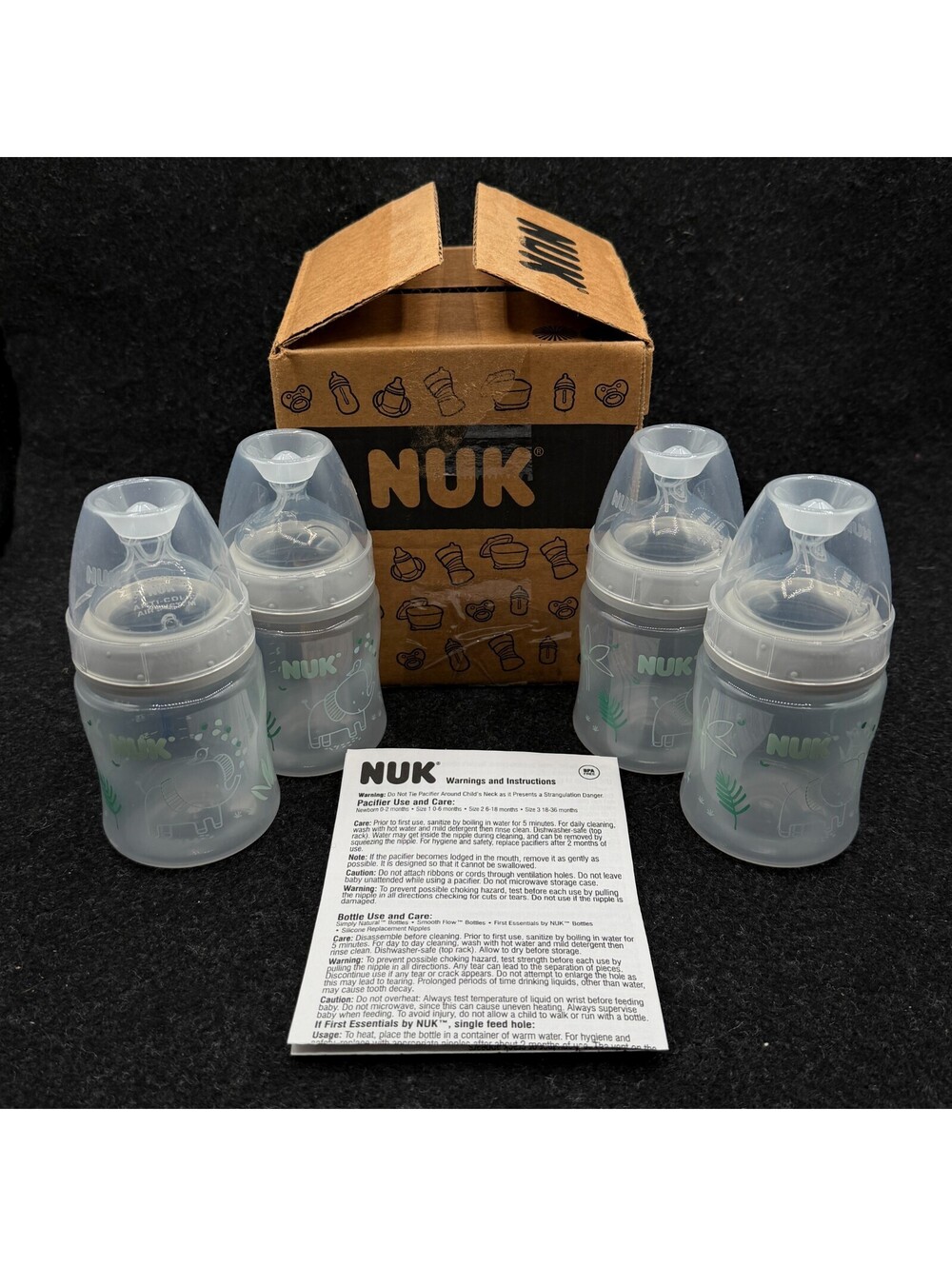 NUK Smooth Flow Anti Colic Baby Bottle, 5 oz, 4 Pack, Blue Elephant